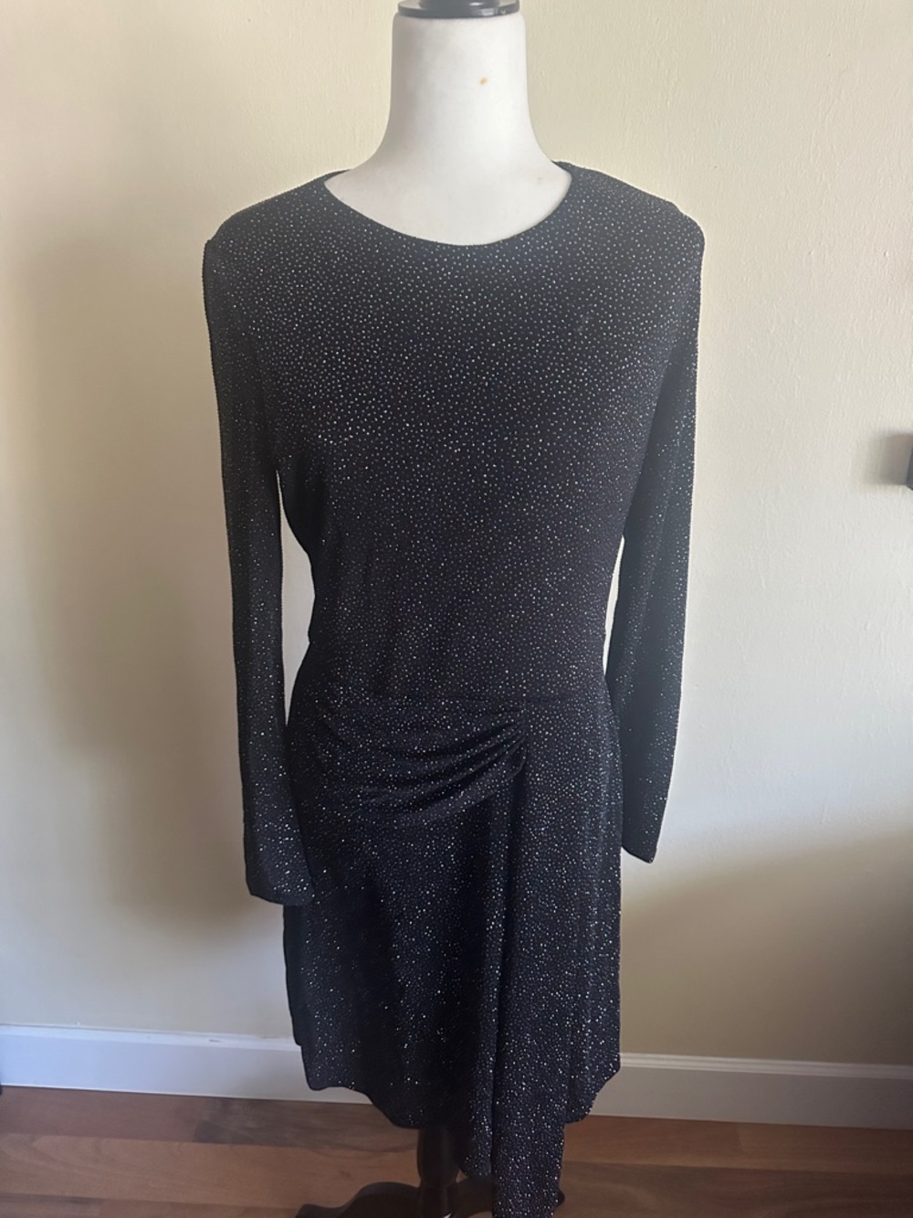 Maggy London Black Sparkle Long Sleeve Cocktail Dress